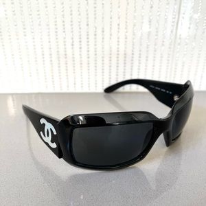 Chanel black mother of pearl sunglasses square frames